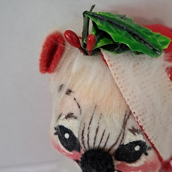1969 Annalee Mobilitee Mice Mrs Santa Mouse Holly Muff Posable Christmas - Picture 3 of 12